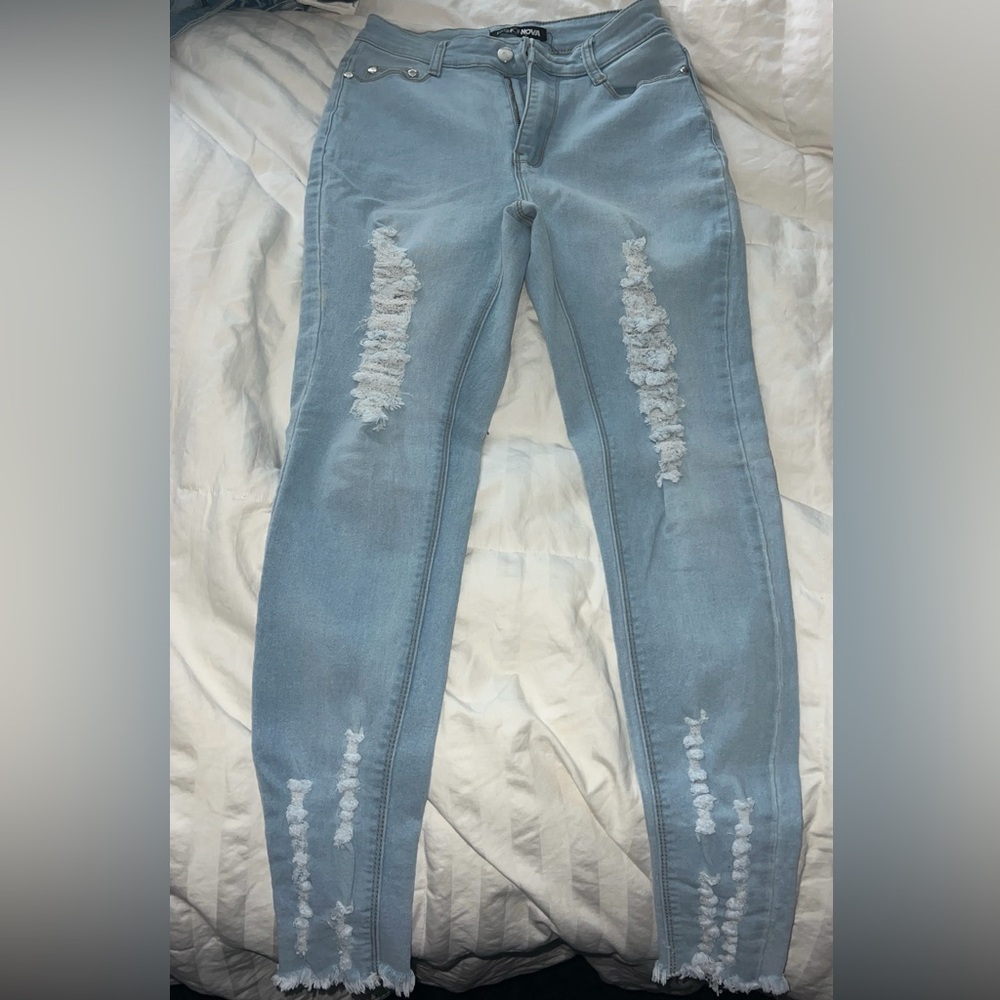 Light Blue Distressed Women's Jeans